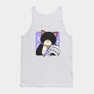 Tuxedo Cat Support Cancer Awareness Tank Top